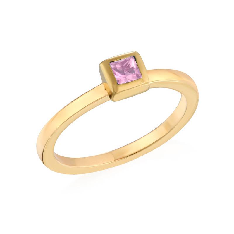 18K Gold Plated Stackable Square Misty Rose Ring product photo