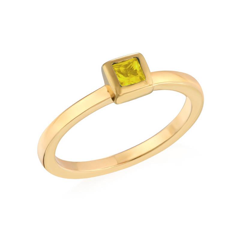 18K Gold Plated Stackable Square Sunshine Yellow Ring product photo