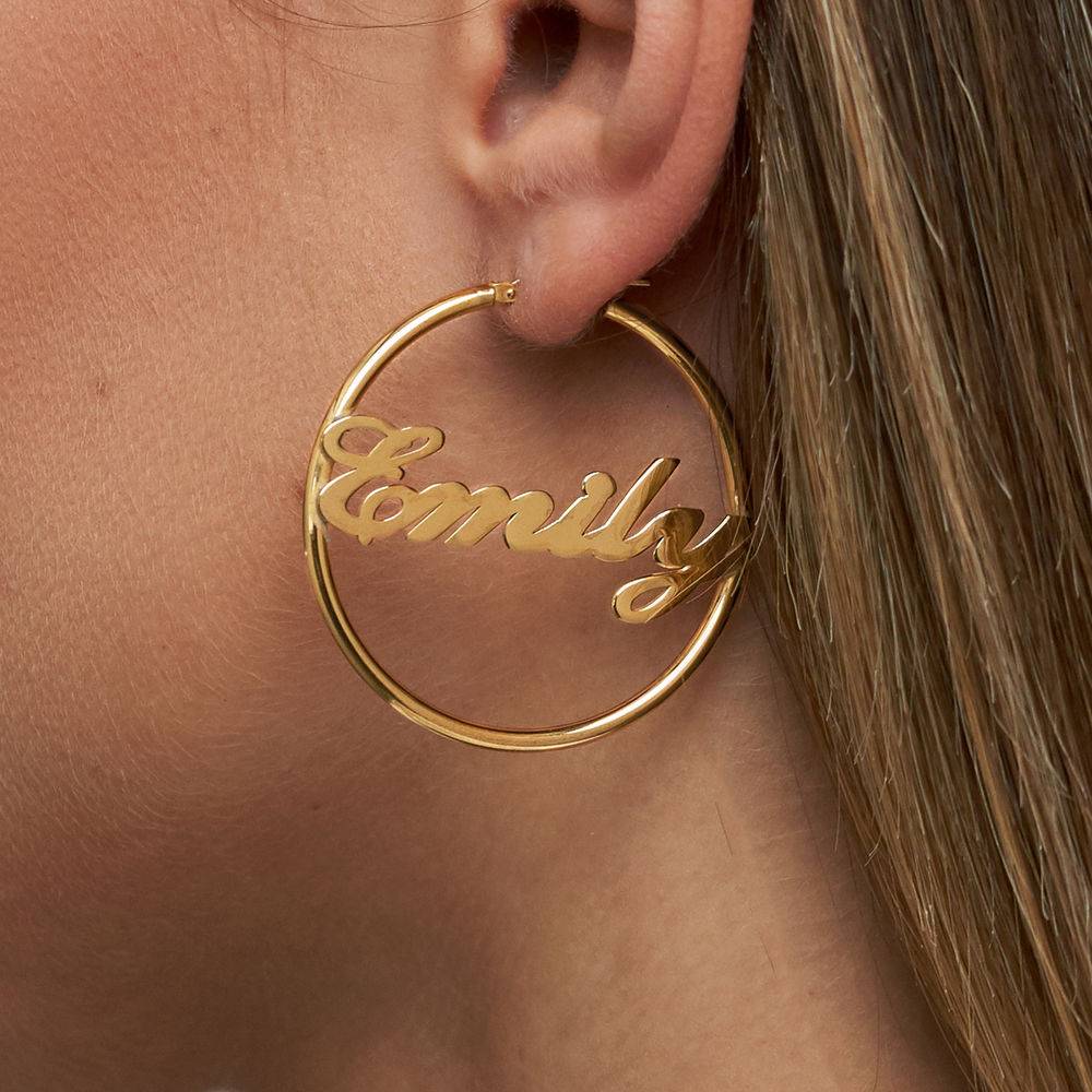 Emily Hoop Name Earrings in 18ct  Gold Plating-3 product photo