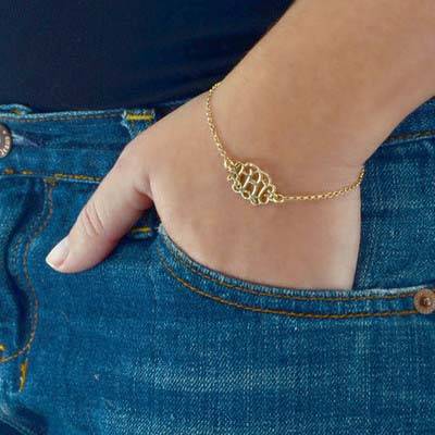 18ct Gold Plated Sterling Silver Monogram Bracelet / Anklet-3 product photo