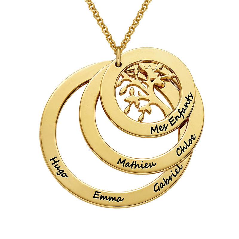 18k Gold Vermeil Family Circle Necklace with Hanging Family Tree-3 product photo