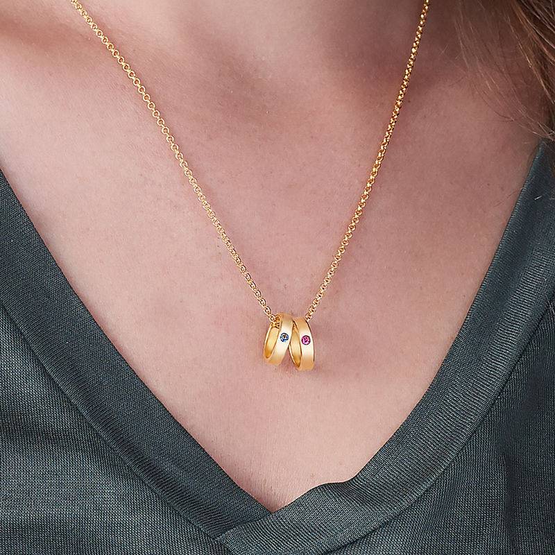 Collar de Anillos Grabados para Mamá, Oro Vermeil-1 foto de producto