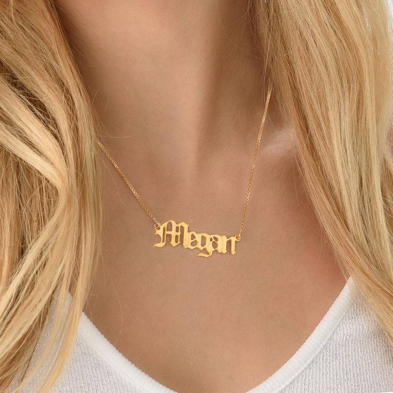 Gammel engelsk stil navne halskæde i 18 karat guld Vermeil-1 produkt billede