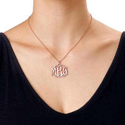 Silver Monogram Necklace in 18ct Rose Gold Plating in 18ct Rose Gold Plating-1 product photo