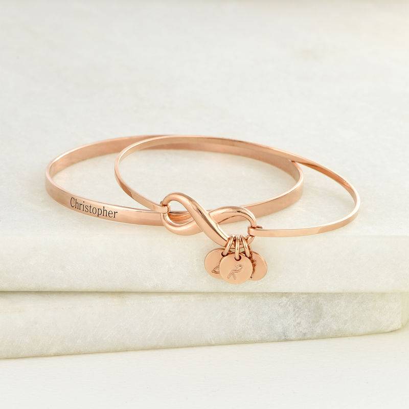18ct Rose Gold Plated Engraved Infinite Love Bracelet product photo