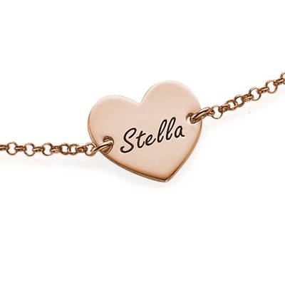 18ct Rose Gold Plated Engraved Heart Couples Bracelet-1 product photo