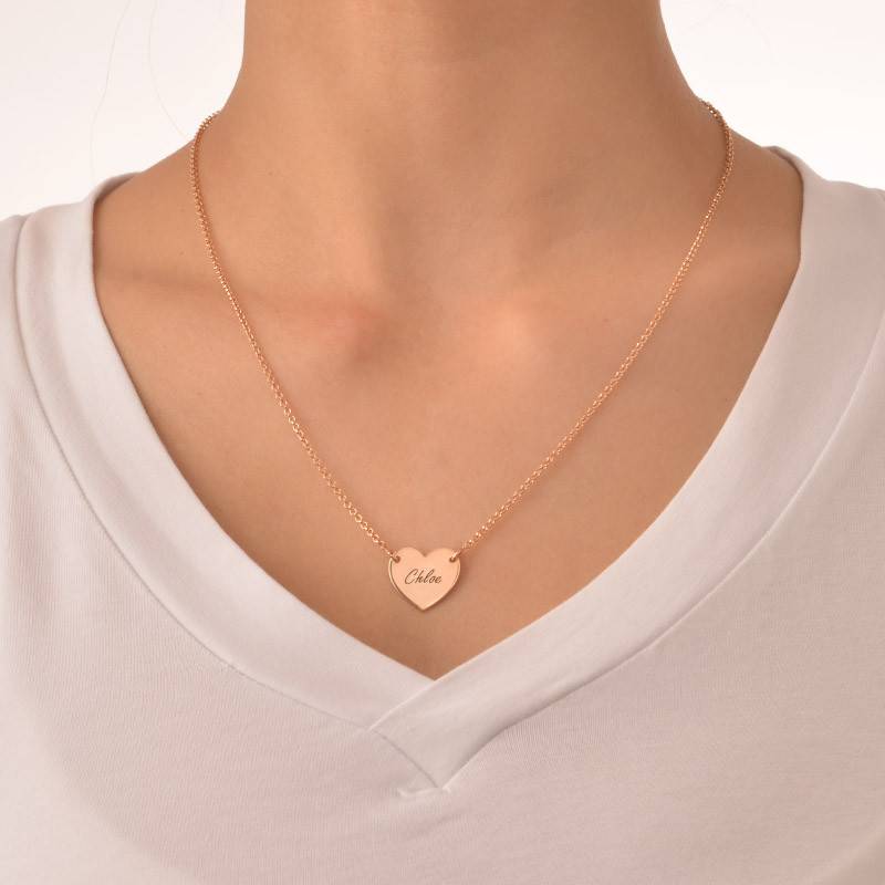 Collar Corazón Grabado Chapado en Oro Rosa 18k-2 foto de producto