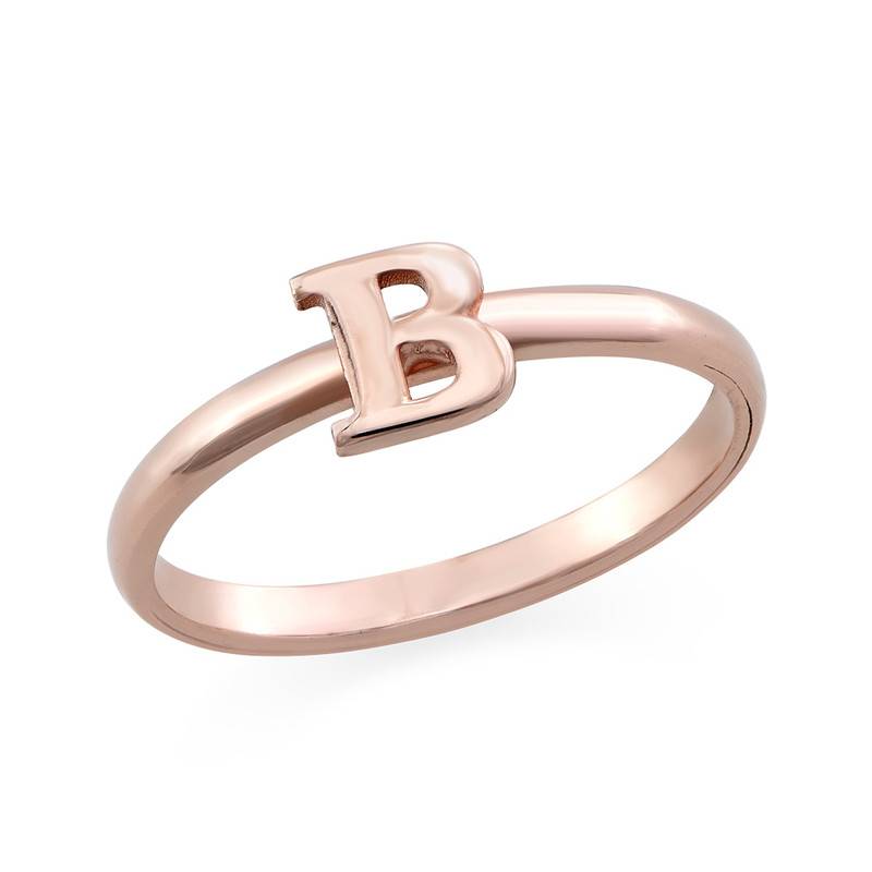 Initial Stacking Ring in 18ct Rose Gold Plating product photo