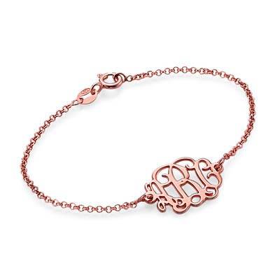 18ct Rose Gold Plated Silver Monogram Bracelet-1 product photo