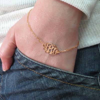 18ct Rose Gold Plated Silver Monogram Bracelet-3 product photo