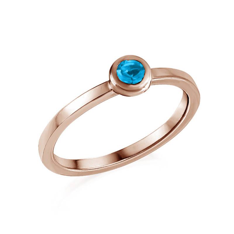 18K Rose Gold Plated Stackable Round Blue Lagoon Ring product photo