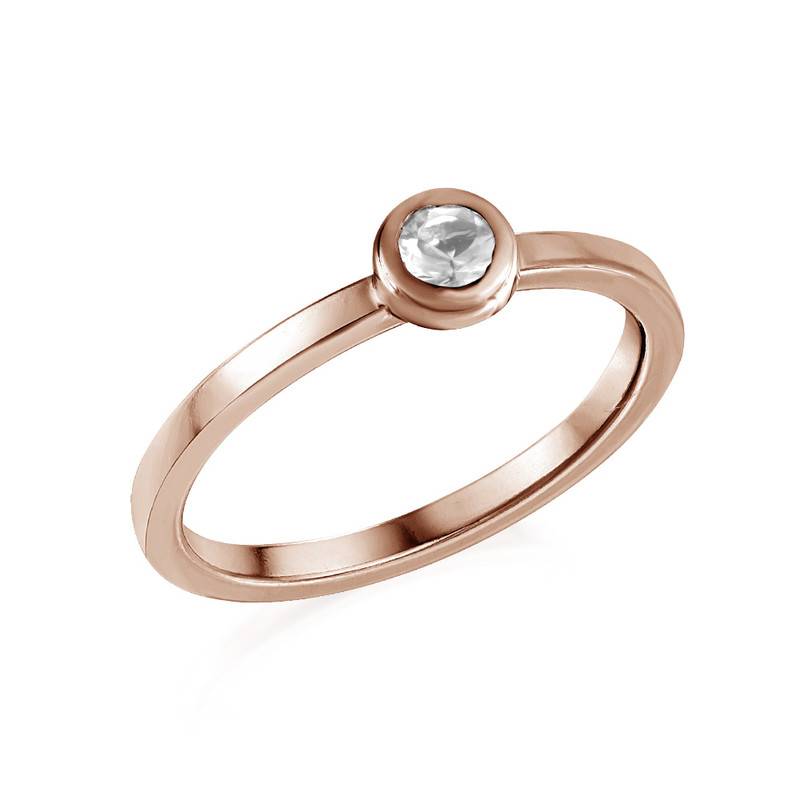 18K Rose Gold Plated Stackable Round Crystal Clear Ring product photo