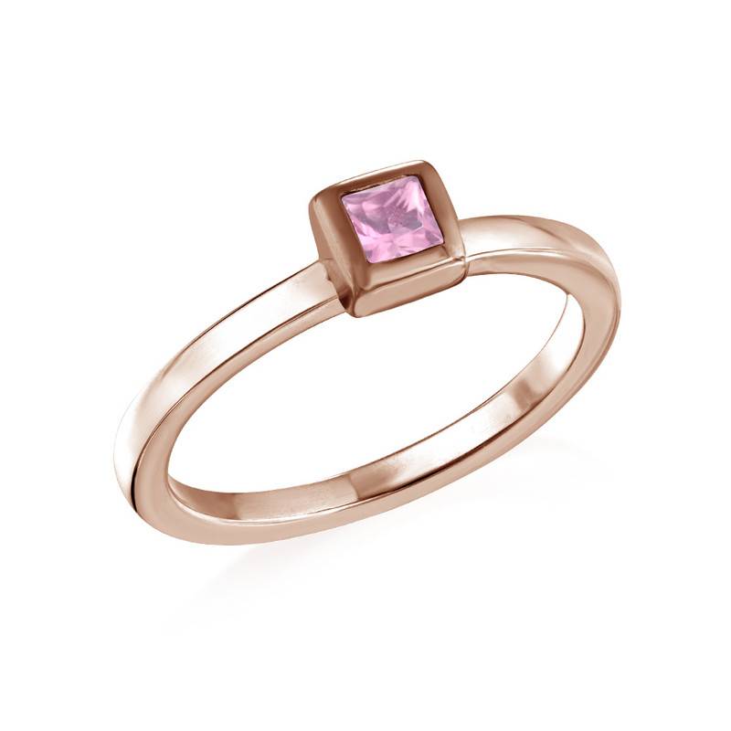 18K Rose Gold Plated Stackable Square Misty Rose Ring product photo
