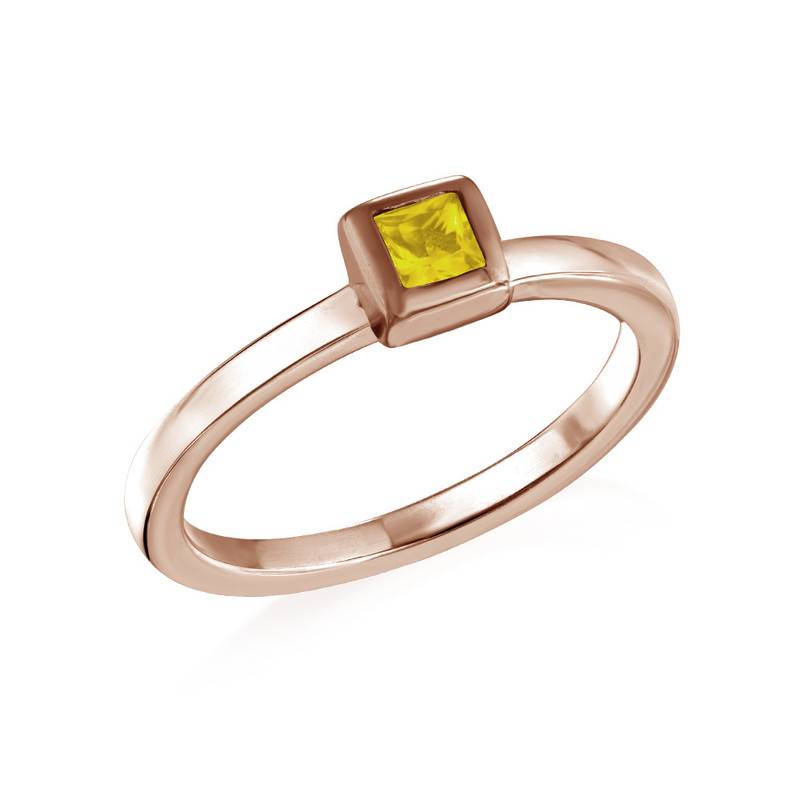 18K Rose Gold Plated Stackable Square Sunshine Yellow Ring product photo