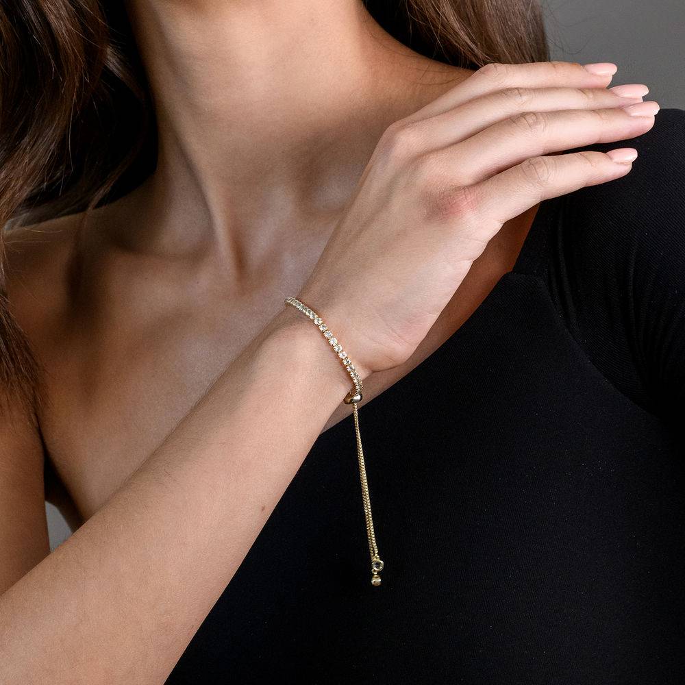 2.5mm White Topaz Bolo Bracelet in Gold Plated Sterling Silver-3 product photo