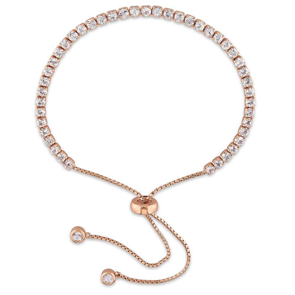 2.5mm White Topaz Bolo Bracelet in Rose Gold Plated Sterling Silver-3 product photo