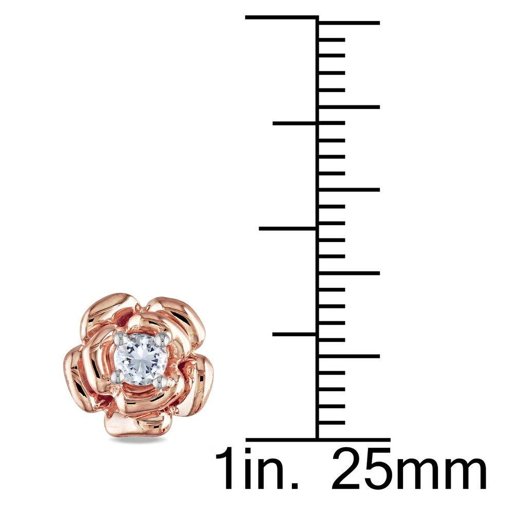3.0mm Lab-Created White Sapphire Rose Flower Stud Earrings in Rose Gold Plated Sterling Silver-1 product photo