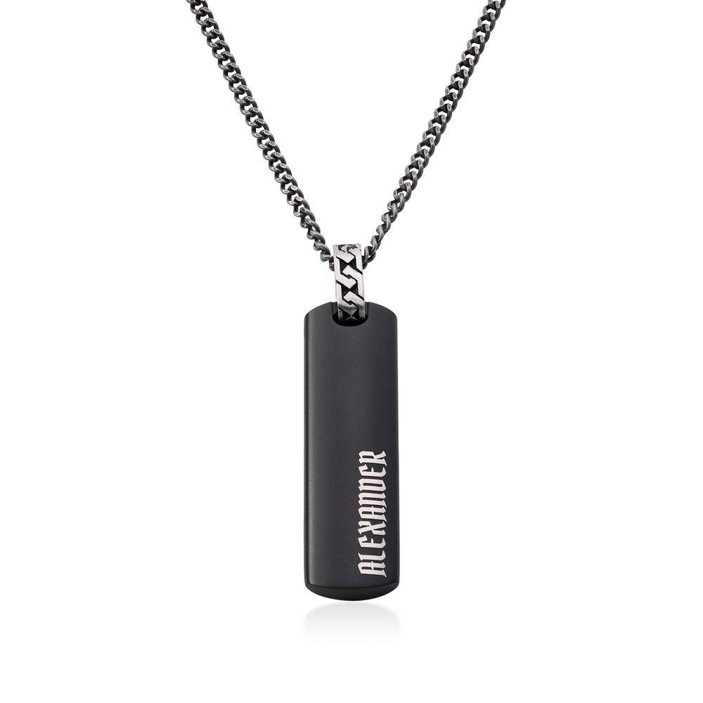 3D Engraved Bar Necklace For Men in Stainless Steel product photo