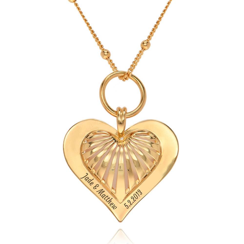 3D Hjerte halskæde i 18k Guld Vermeil-1 produkt billede