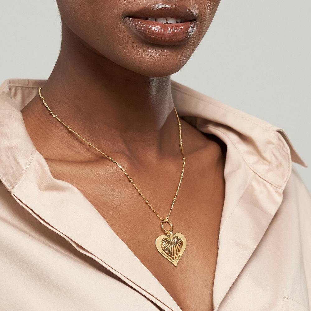 3D Heart Necklace in 18k Gold Vermeil-2 product photo