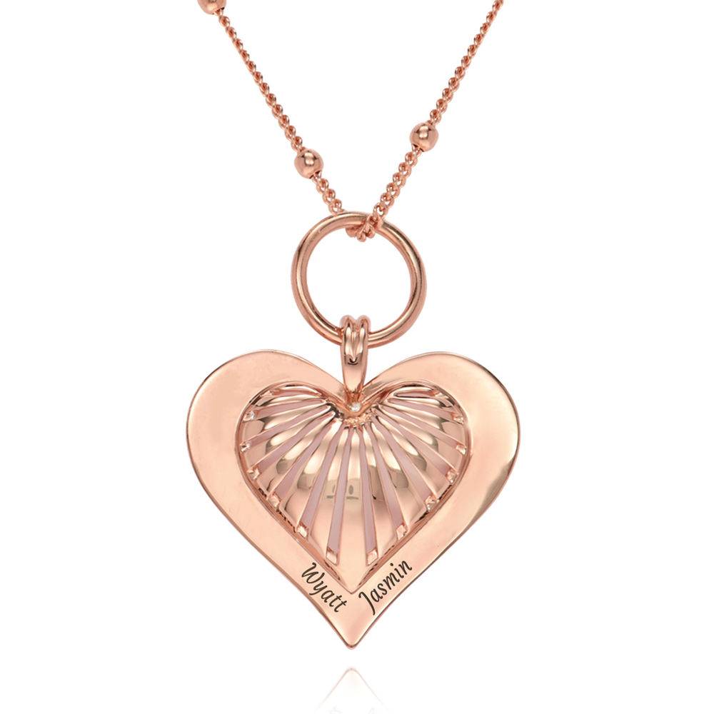 3D Corazón Collar chapado en oro rosa 18K-3 foto de producto
