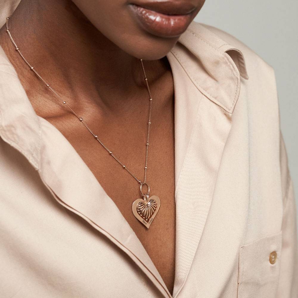 3D Heart Necklace in 18ct Rose Gold Plating-1 product photo