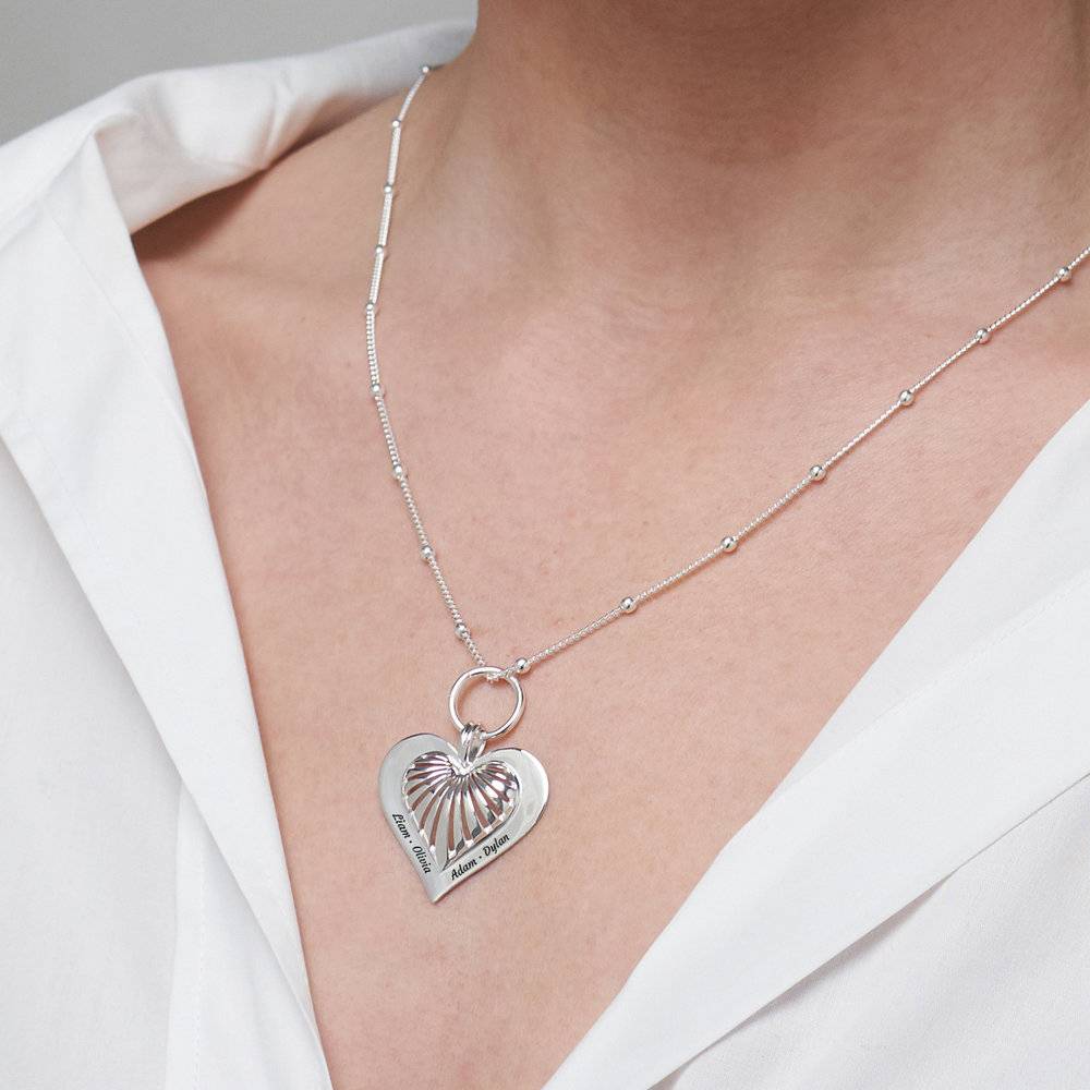 3D Corazón Collar en Plata de Ley foto de producto