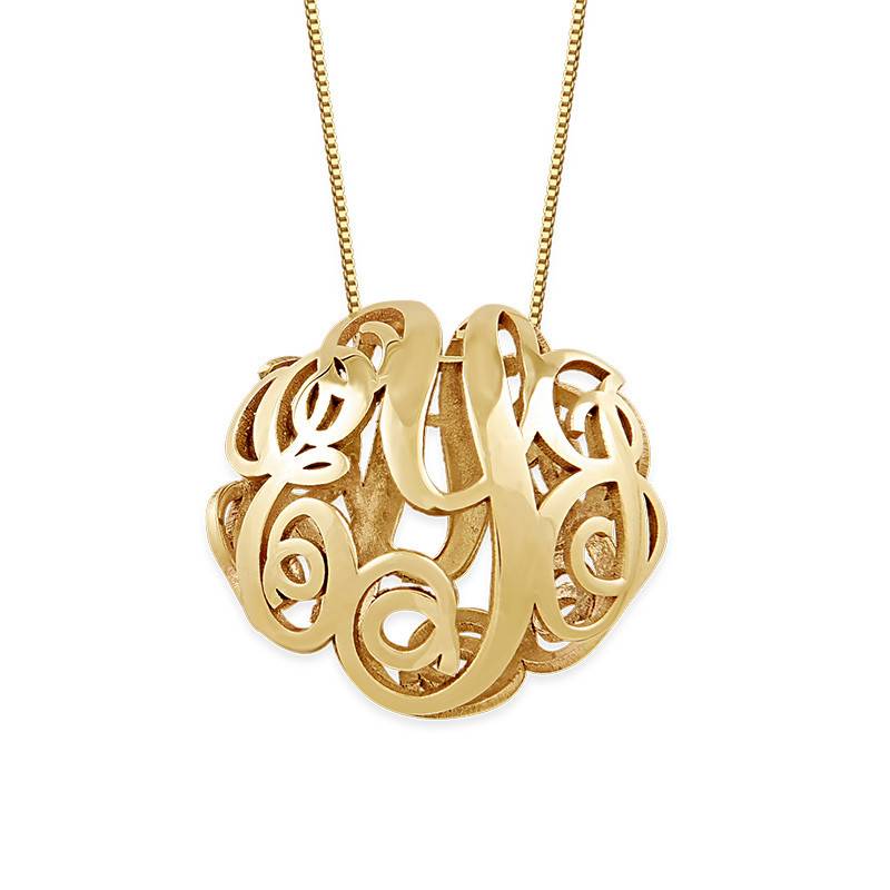 3D Monogram Necklace in 14K Yellow Gold product photo
