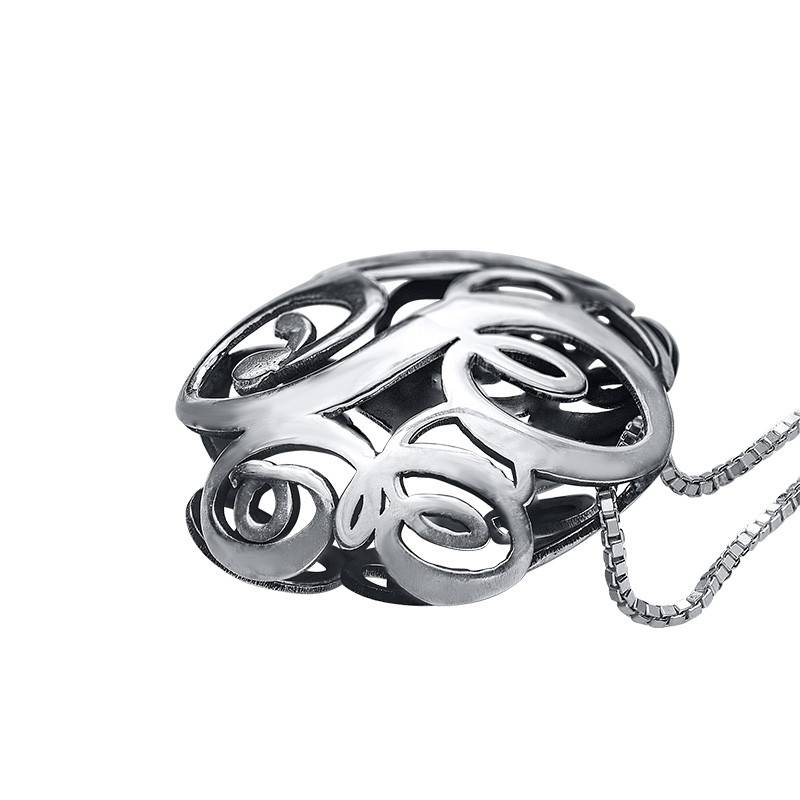 3D Silver Monogram Necklace product photo