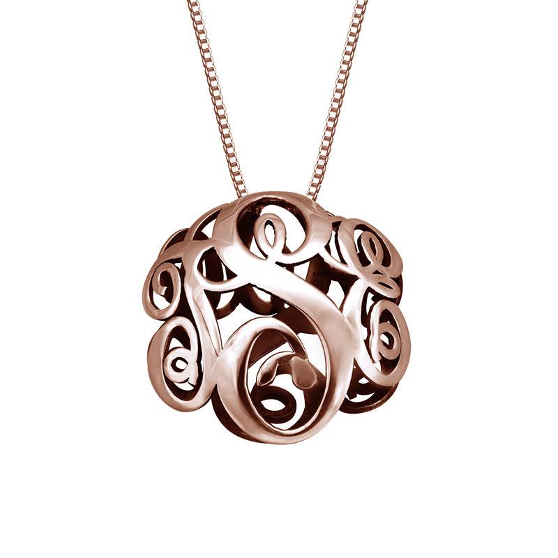 3D Monogram Necklace with Rose Gold Plating product photo
