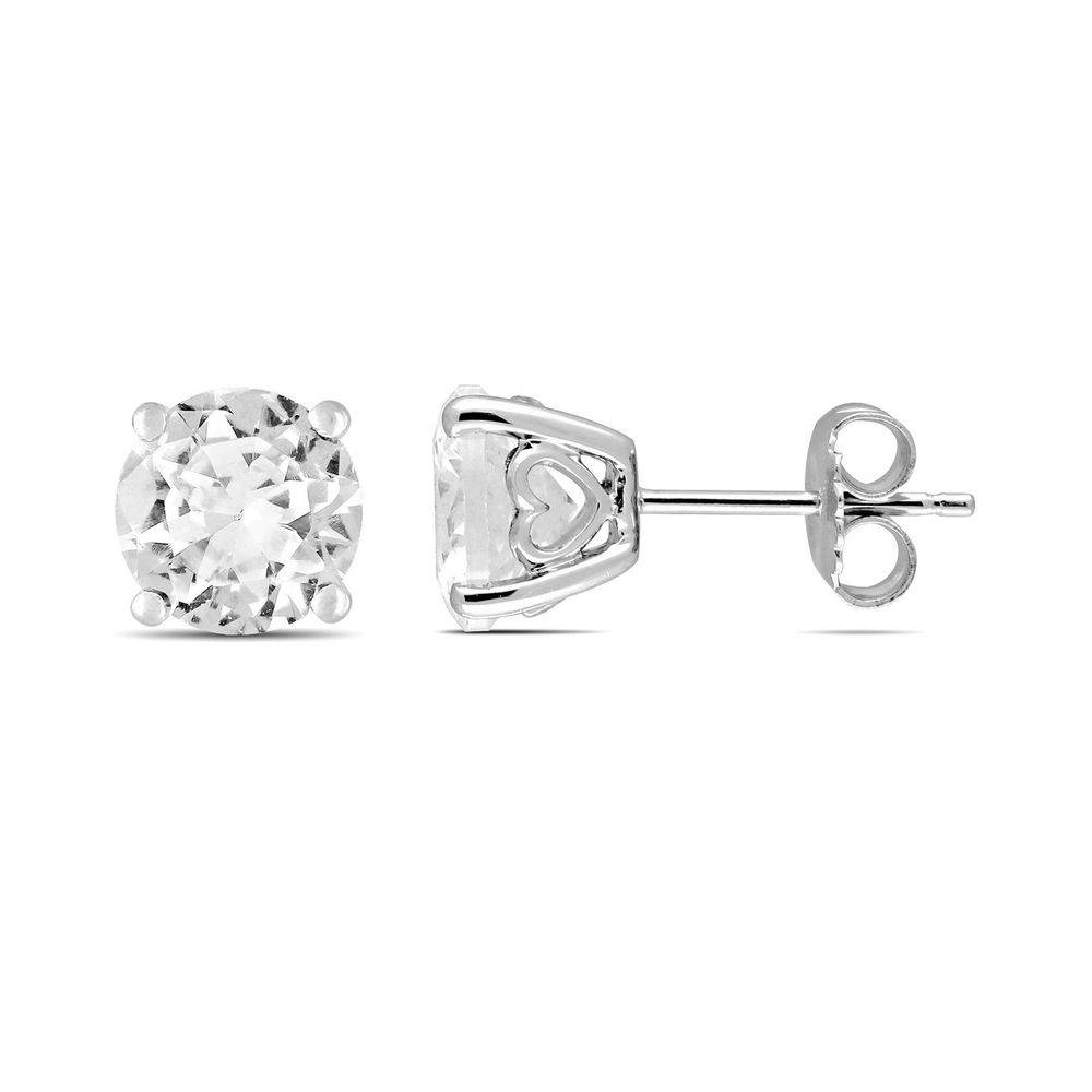 White Sapphire Stud Earrings in Sterling Silver product photo