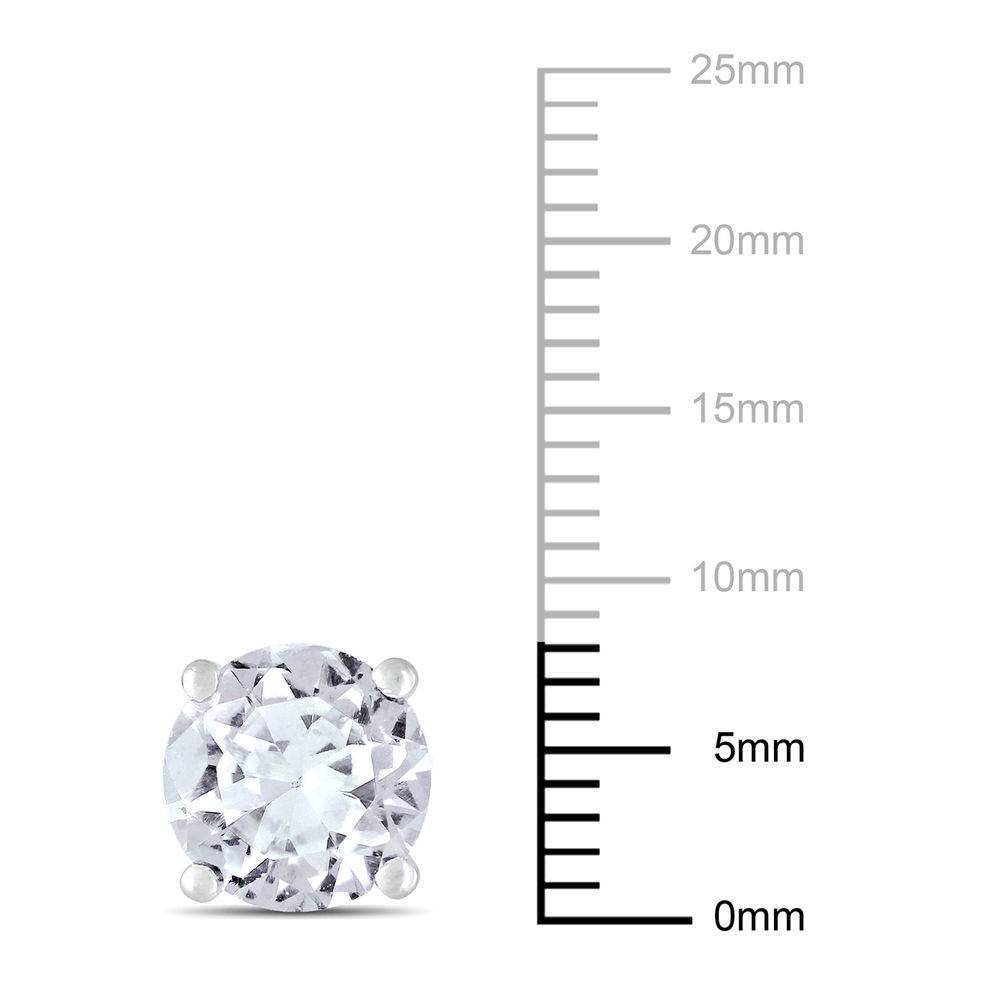 White Sapphire Stud Earrings in Sterling Silver-2 product photo