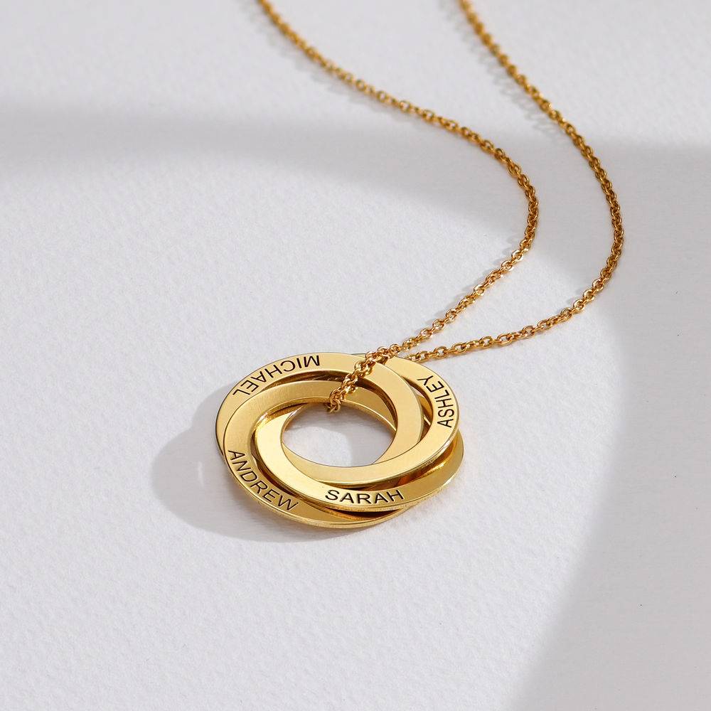 Collar de anillo ruso con cuarto anillos en plata 925 chapado en oro 18k foto de producto