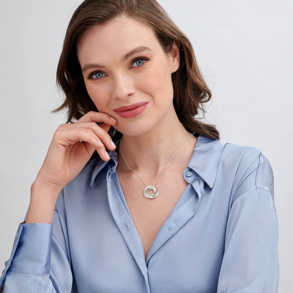 Russische Ring-Halskette mit 4 Ringen - 925er Sterlingsilber Produktfoto