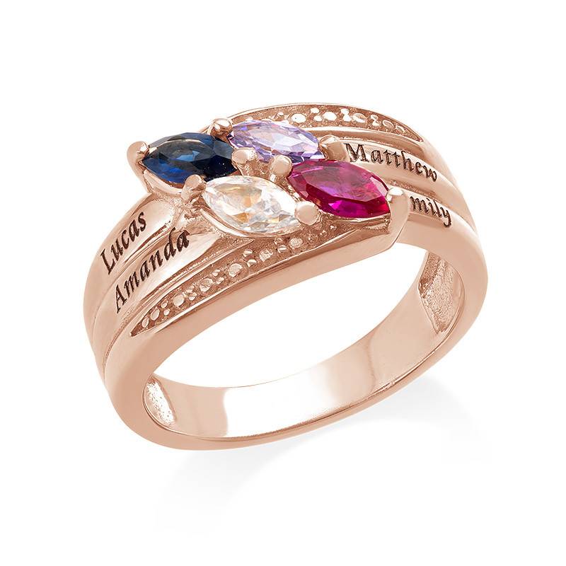 4 Stone Mother Ring – Rose Gold Plated in 18ct Rose Gold Plating-2 product photo