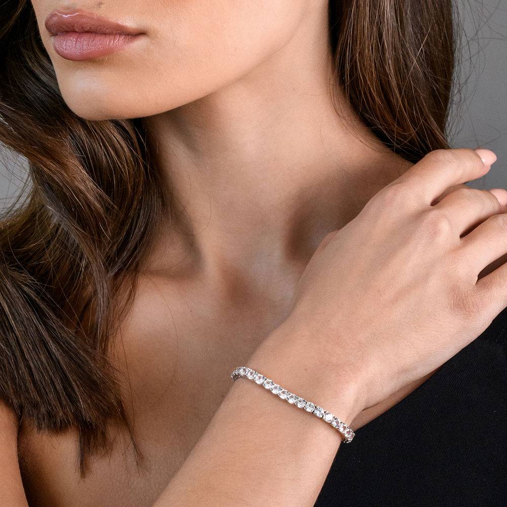4.0mm Round Lab-Created White Sapphire Tennis Bracelet in Sterling Silver product photo