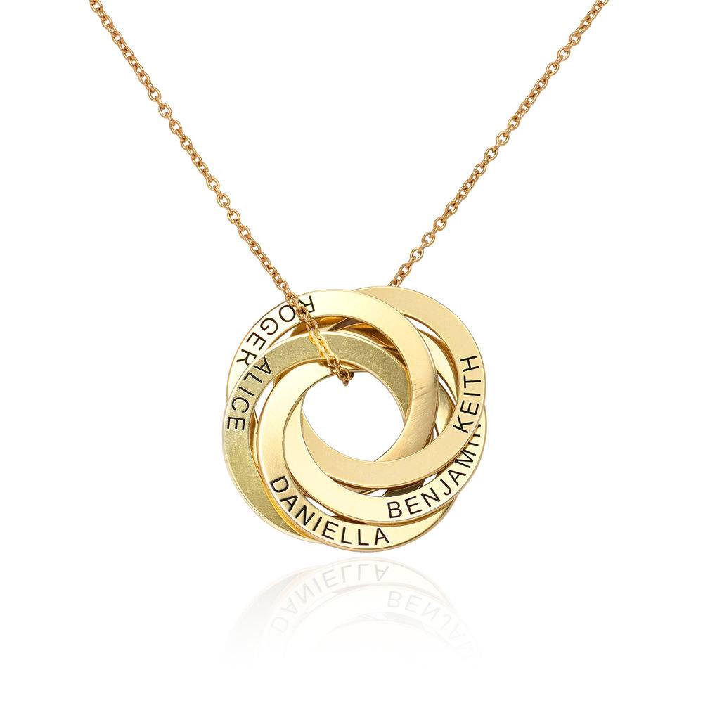 Gold-beschichtete Halskette mit 5 russischen Ringen und Gravur Produktfoto