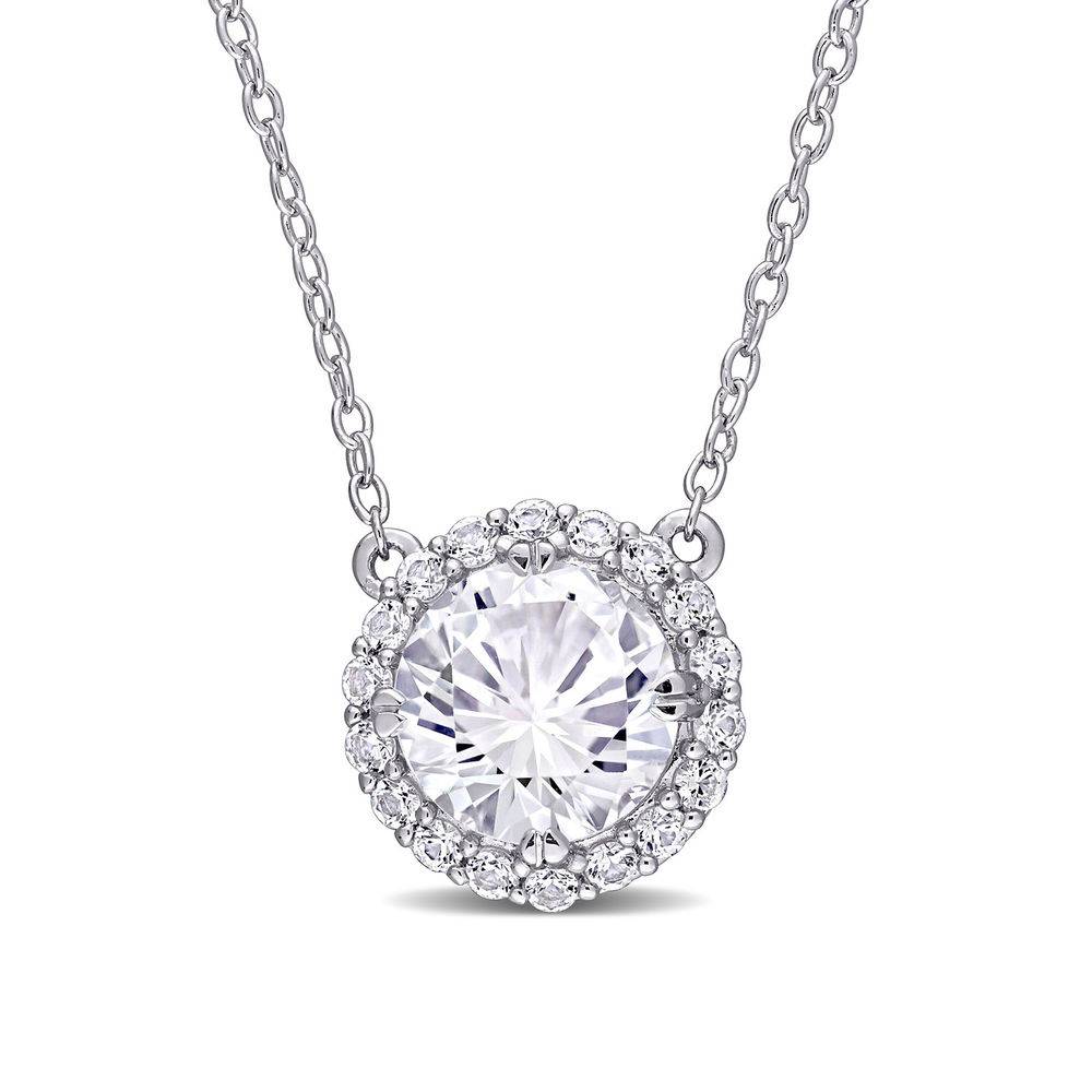 8.0mm Lab-Created White Sapphire Frame Necklace in Sterling Silver-1 product photo
