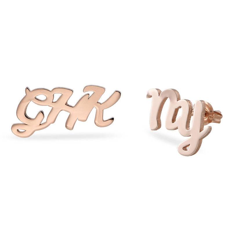 ABC Ear Studs with in 18ct Rose Gold Plating-3 product photo