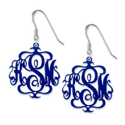 Monogrammed Earrings in Various Acrylic Colours-1 product photo