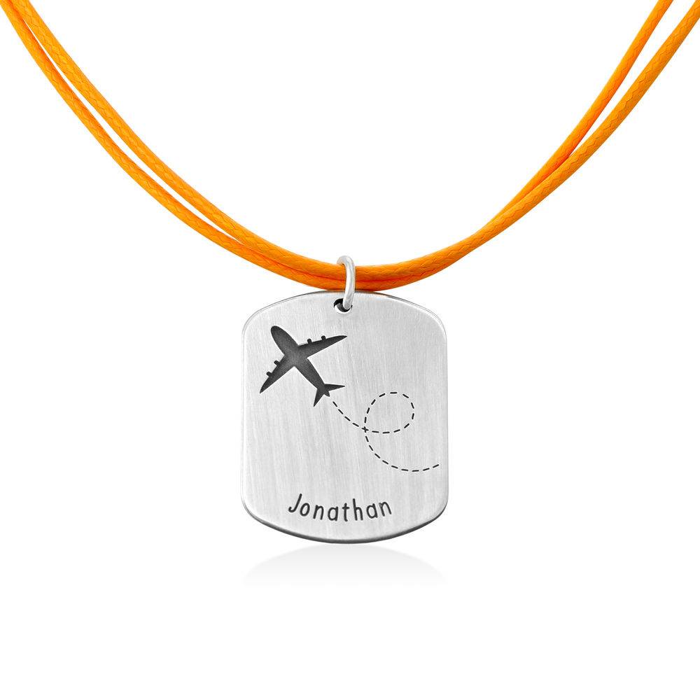 Custom Airplane Dog Tag Necklace in Sterling Silver-3 product photo