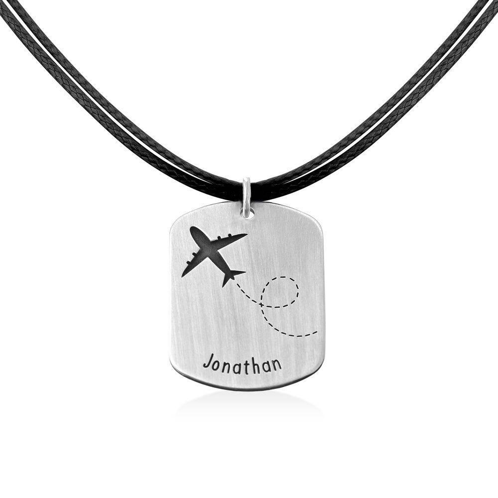 Airplane Personalized Dog Tag in Sterling Silver-2 product photo