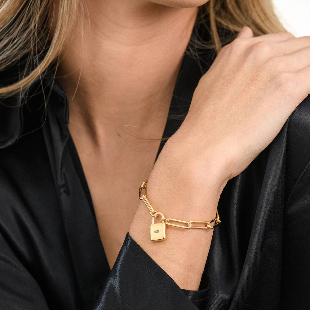 Allie Padlock Link Bracelet in 18ct Gold Plating-1 product photo
