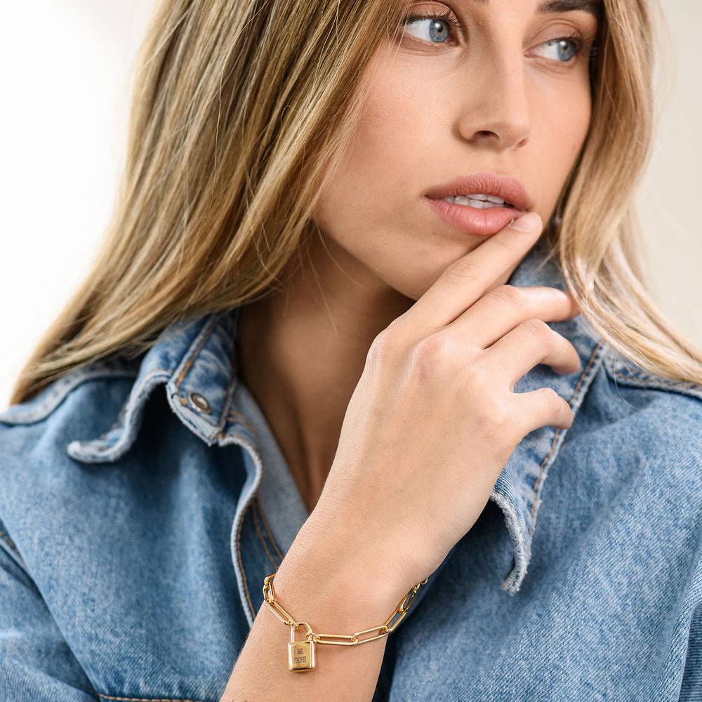 Allie Padlock Paperclip Chain Bracelet in  Gold Vermeil-2 product photo