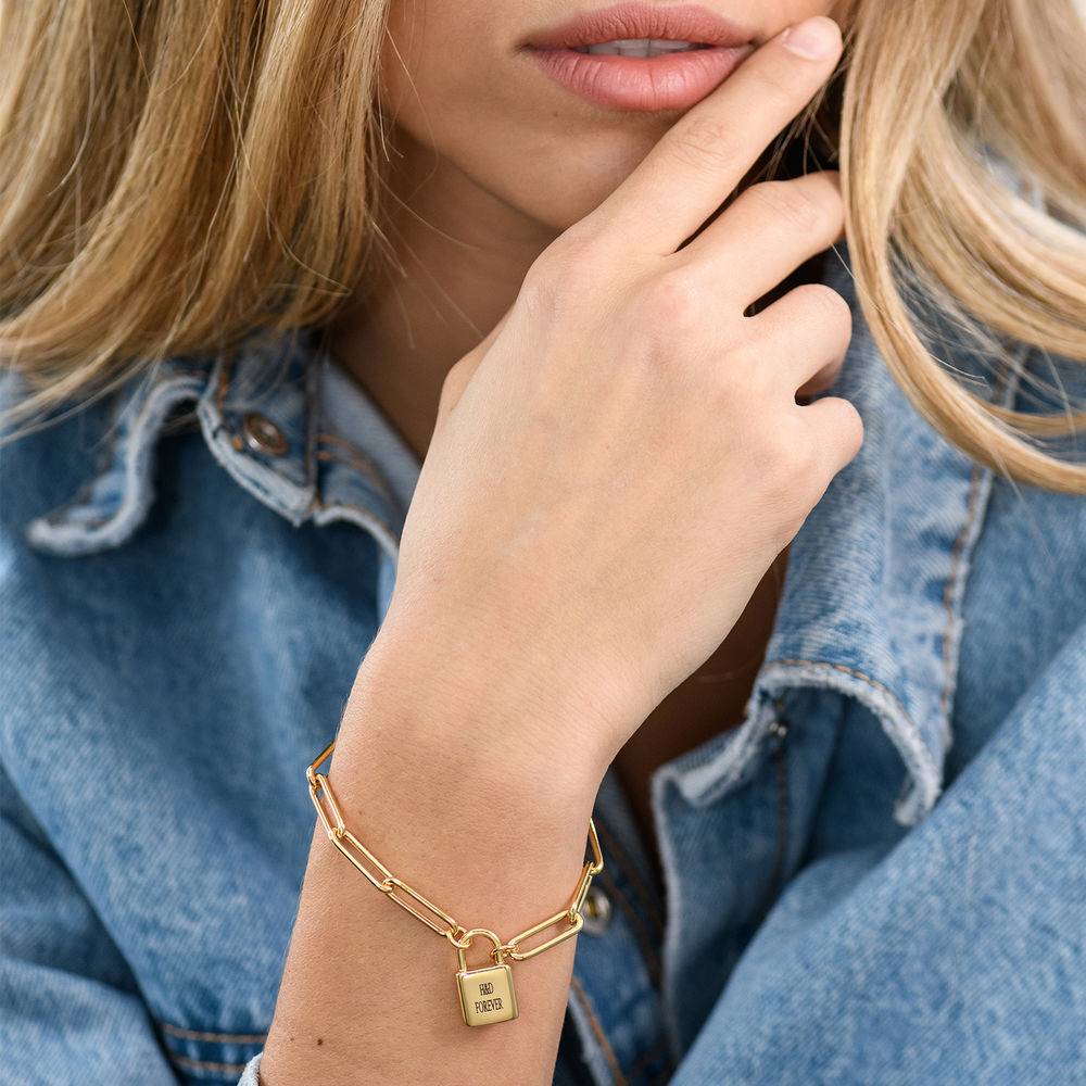 Allie Padlock Paperclip Chain Bracelet in  Gold Vermeil-3 product photo