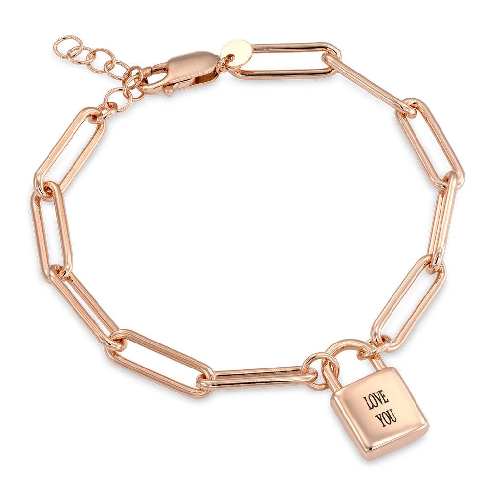 Allie Padlock Paperclip Chain Bracelet in Rose Gold Plating product photo