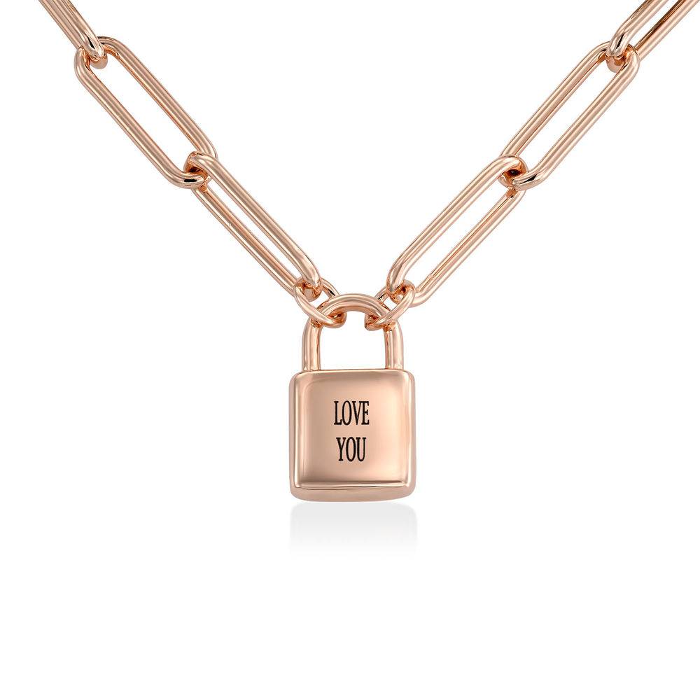 Allie Padlock Paperclip Chain Bracelet in  Rose Gold Plating-4 product photo