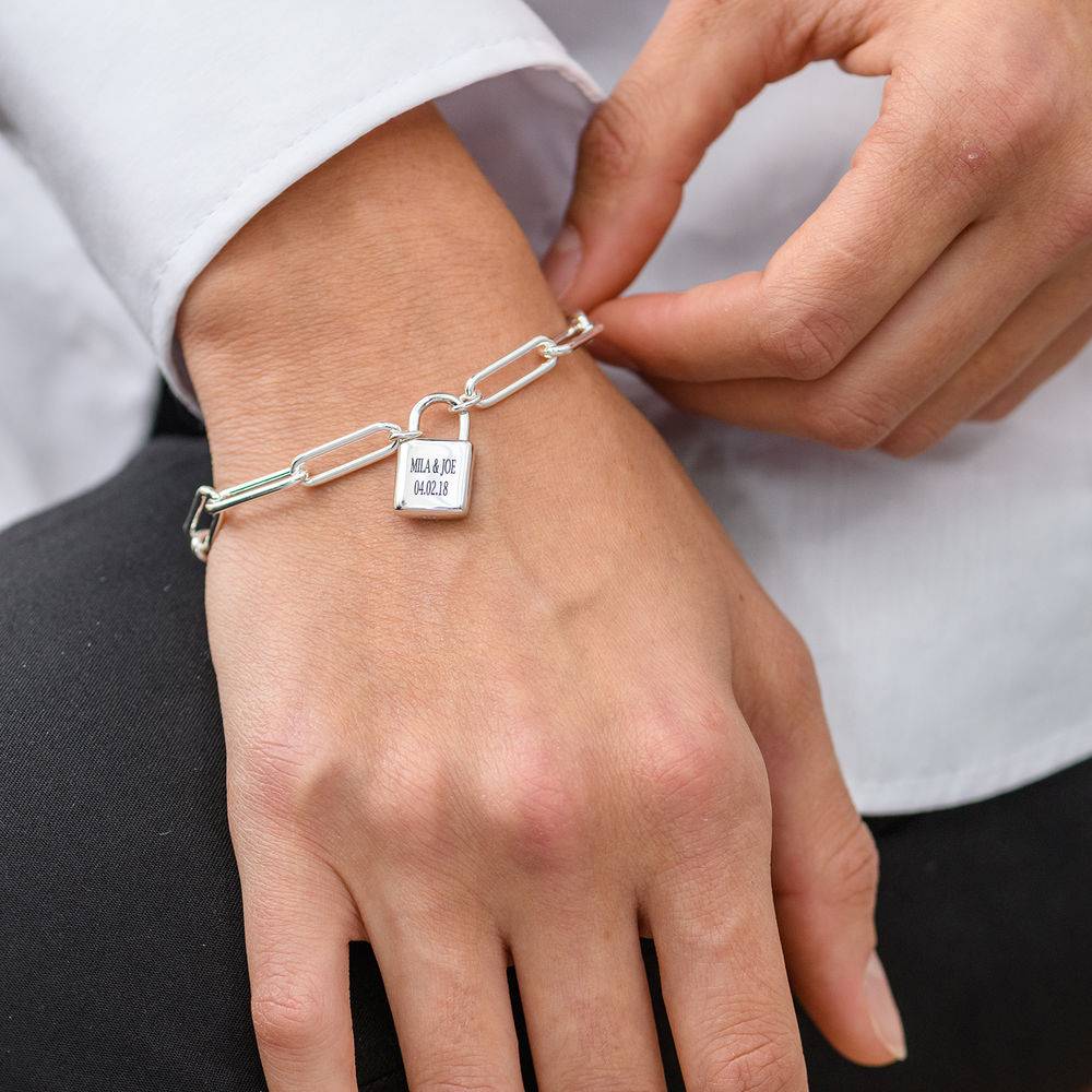 Allie Padlock Link Bracelet in Sterling Silver-4 product photo