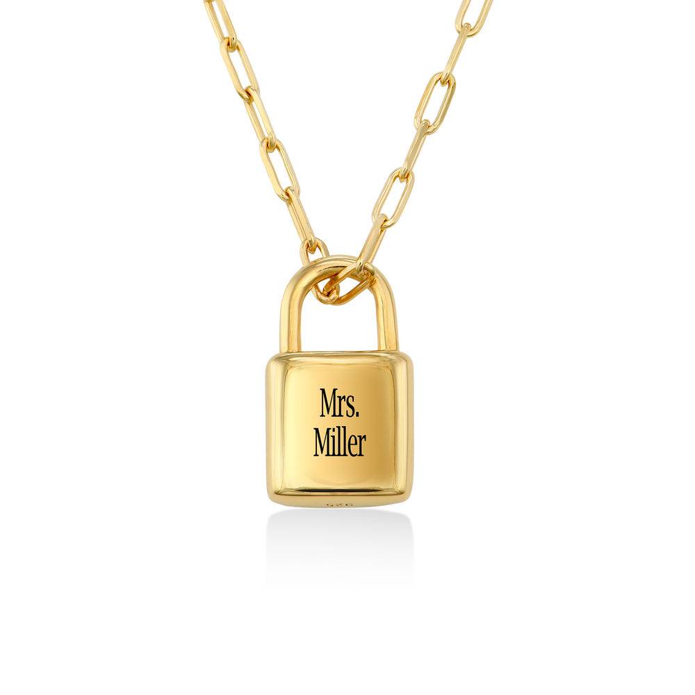 "Allie" Collar de cadena con clip y iniciales de candado en oro vermeil-4 foto de producto