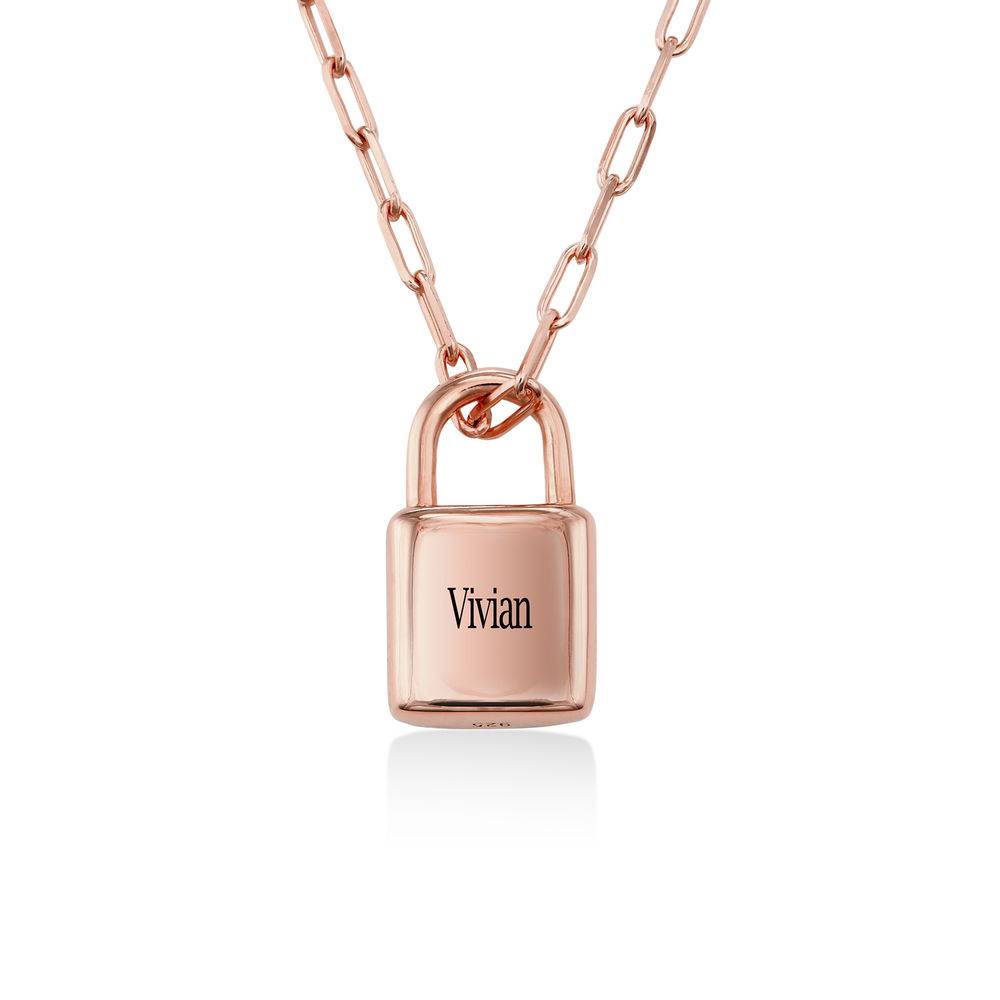Allie Padlock Link Necklace in Rose Gold Plating-3 product photo